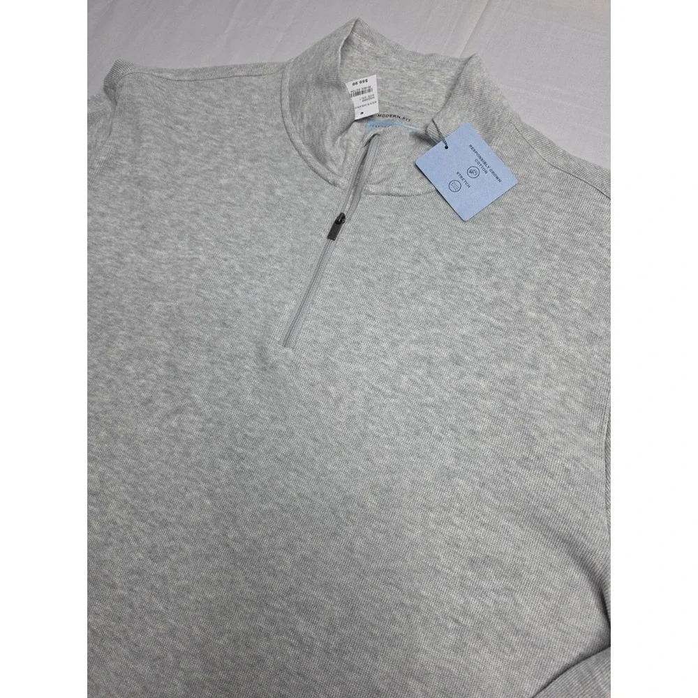 Joseph Abboud Sweater Men's 2XL Tall Gray Knitted Mock Neck Quarter Zip Winter